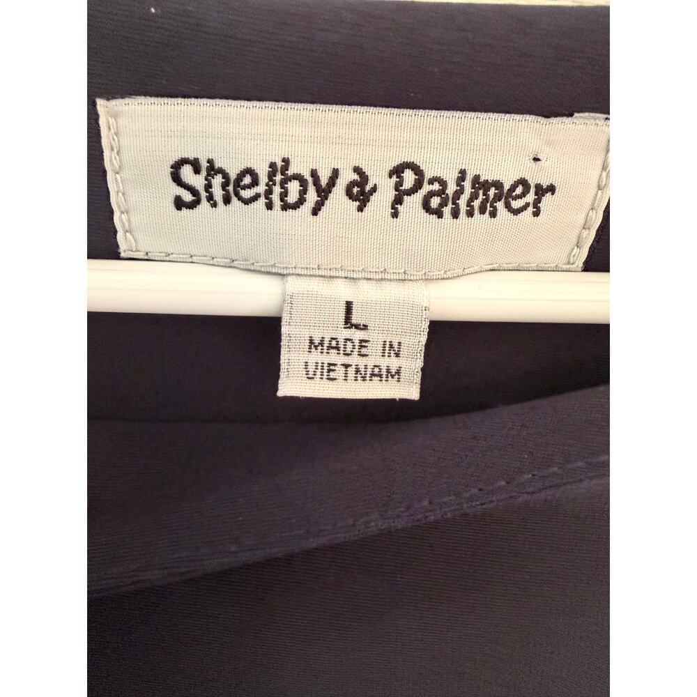 Shelby & Palmer Floral Embroidered Print Shift Dress Large Navy Blue 3/4 Sleeve - Picture 5 of 8